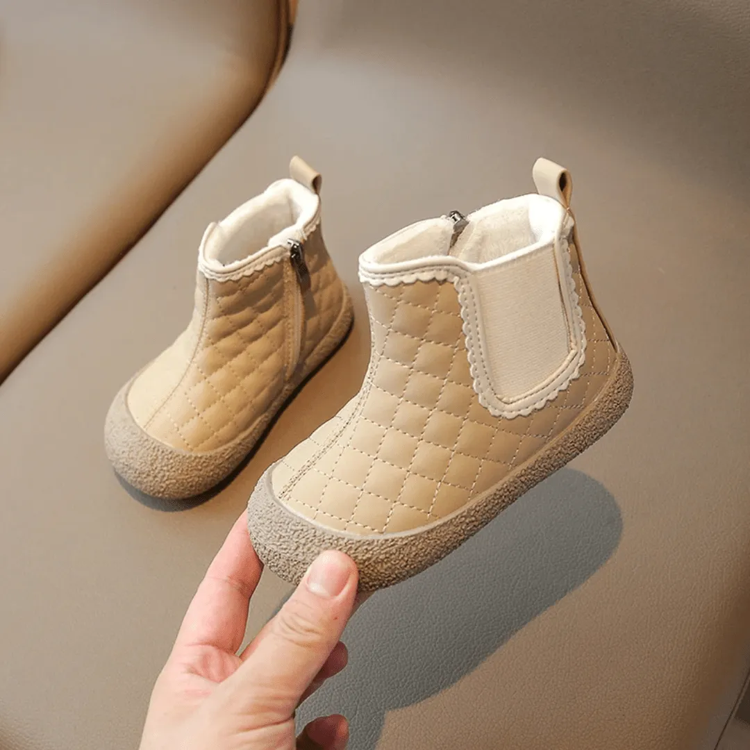 Ravello Kids Waterproof Leather Boots - Non-Slip, Windproof Plush Ankle Boots for Girls