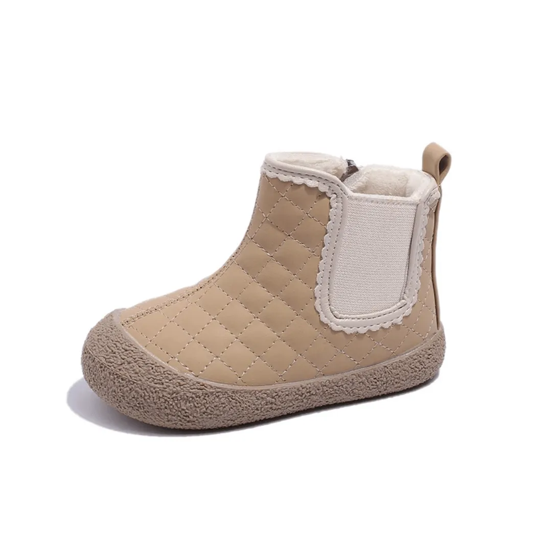Ravello Kids Waterproof Leather Boots - Non-Slip, Windproof Plush Ankle Boots for Girls