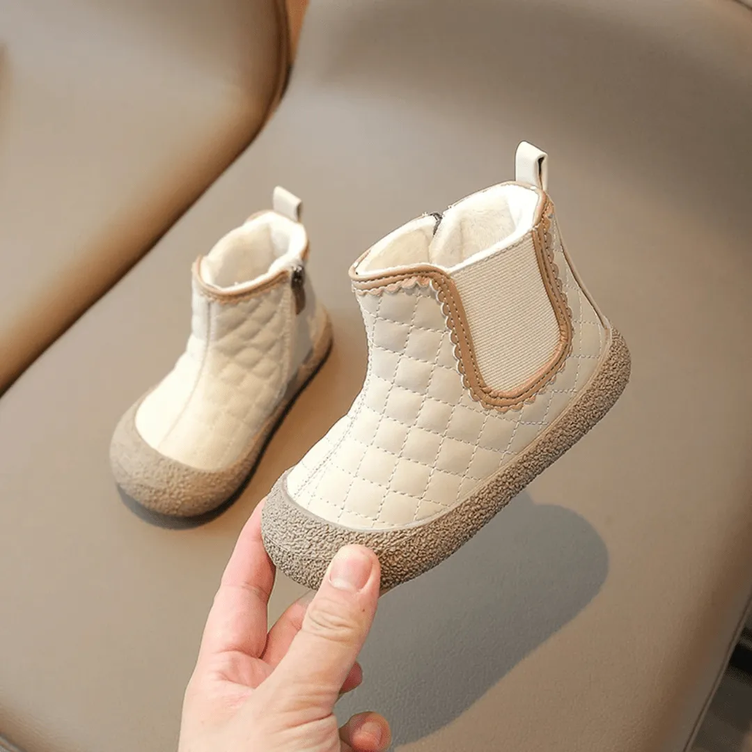 Ravello Kids Waterproof Leather Boots - Non-Slip, Windproof Plush Ankle Boots for Girls