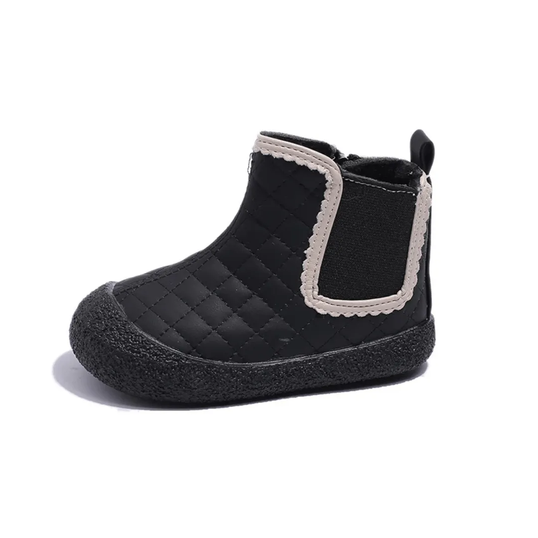 Ravello Kids Waterproof Leather Boots - Non-Slip, Windproof Plush Ankle Boots for Girls