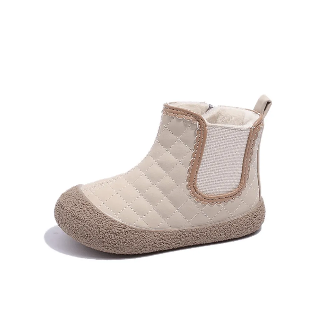 Ravello Kids Waterproof Leather Boots - Non-Slip, Windproof Plush Ankle Boots for Girls