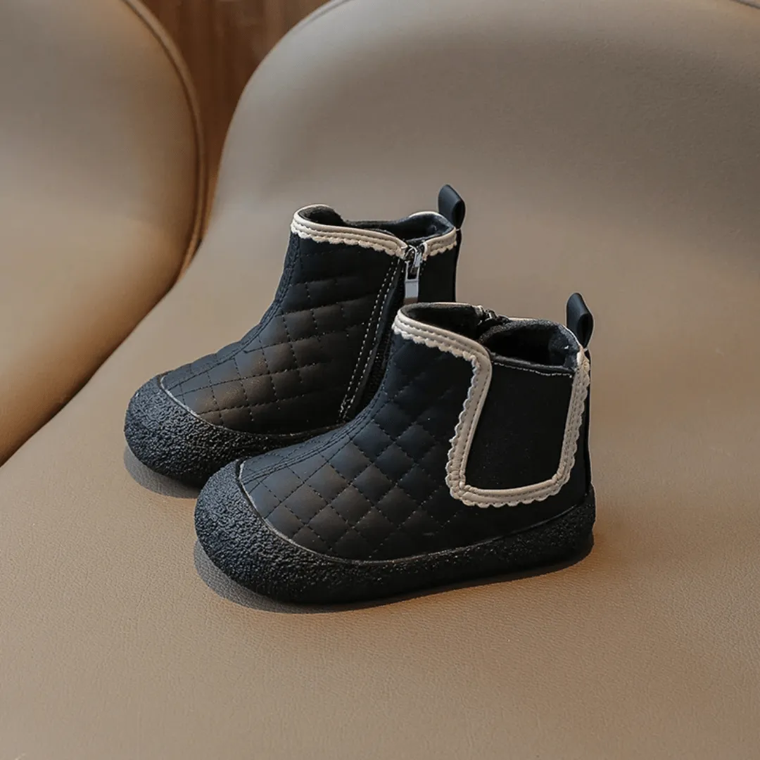 Ravello Kids Waterproof Leather Boots - Non-Slip, Windproof Plush Ankle Boots for Girls