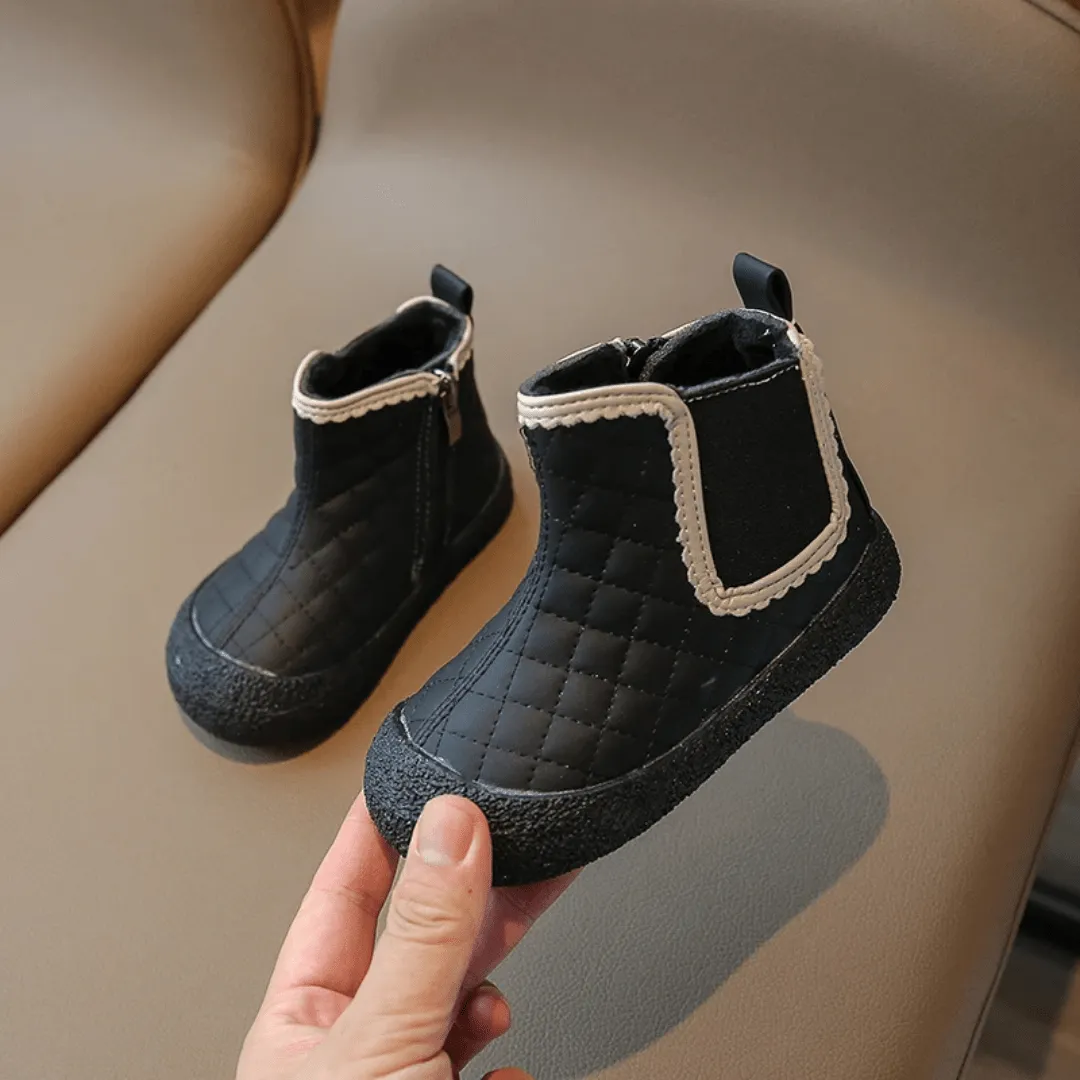Ravello Kids Waterproof Leather Boots - Non-Slip, Windproof Plush Ankle Boots for Girls
