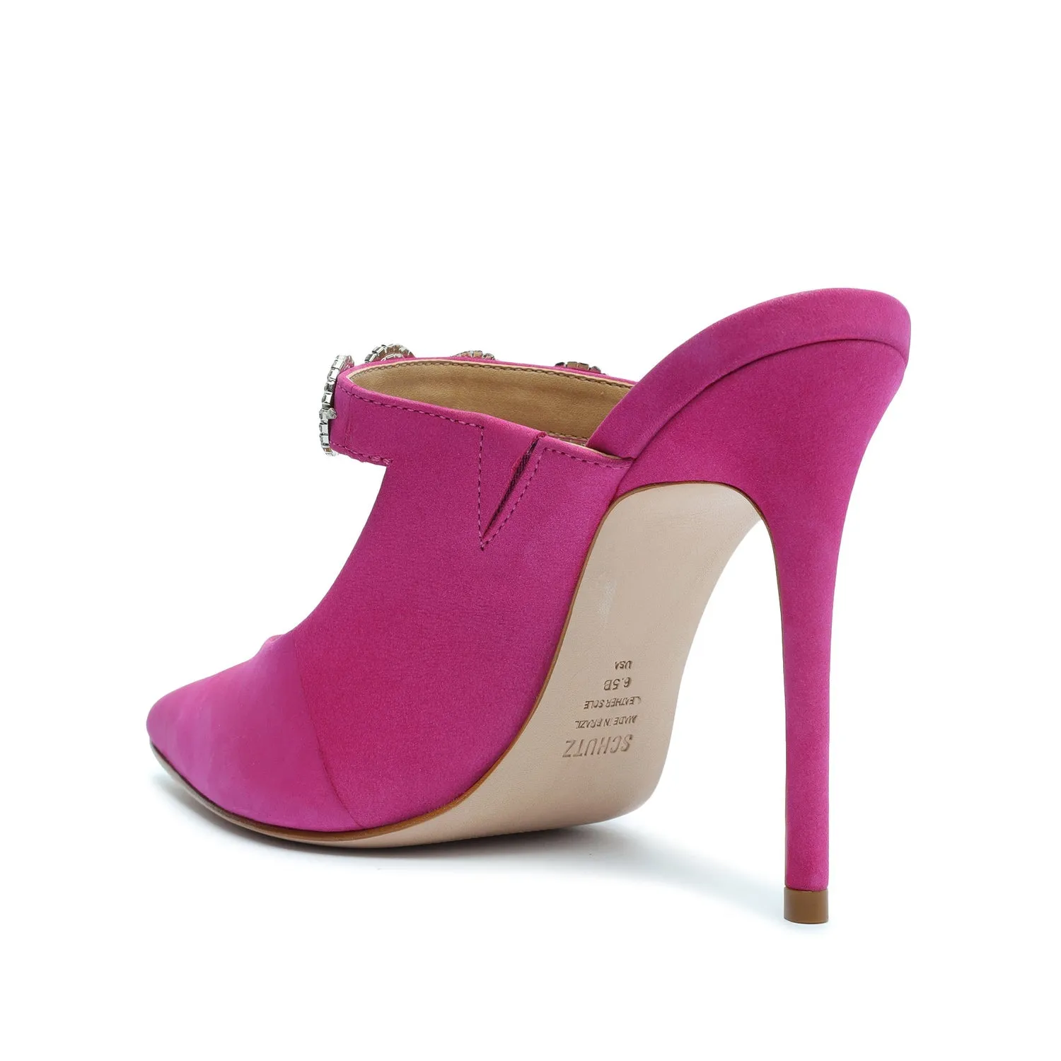Schutz Elisah Pink Slip On Pointy Toe Embellished Upper High Stiletto Heel Pumps