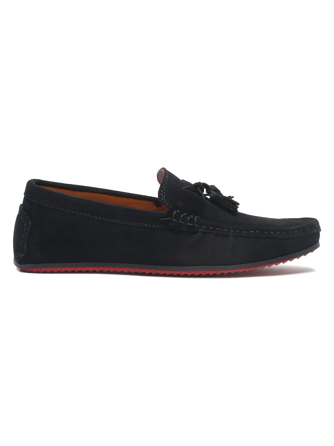 Teakwood Leather Men Solid Round-Toe Black Loafer