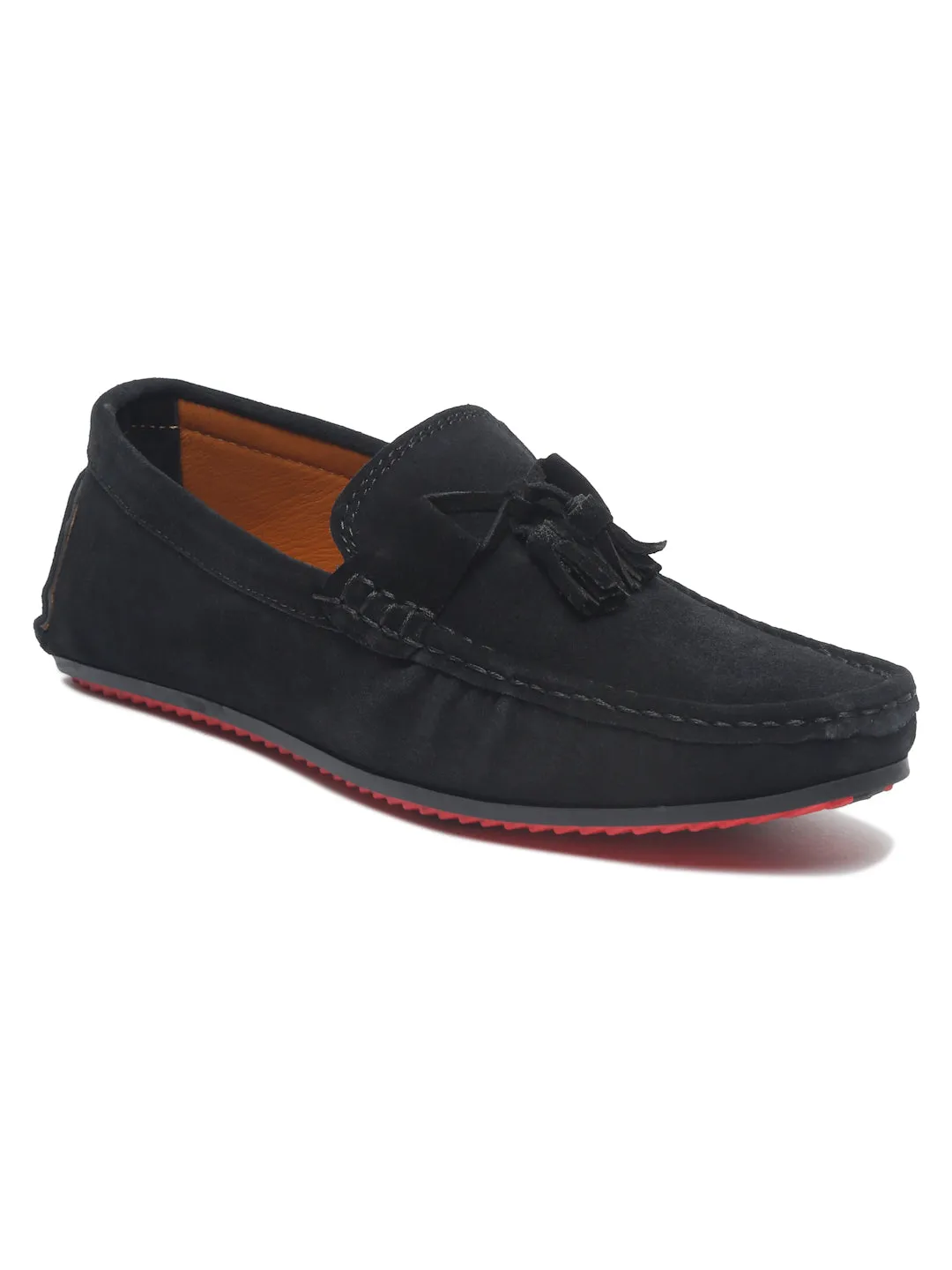 Teakwood Leather Men Solid Round-Toe Black Loafer