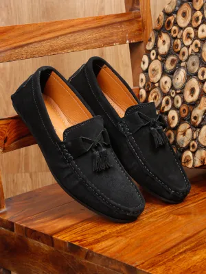 Teakwood Leather Men Solid Round-Toe Black Loafer