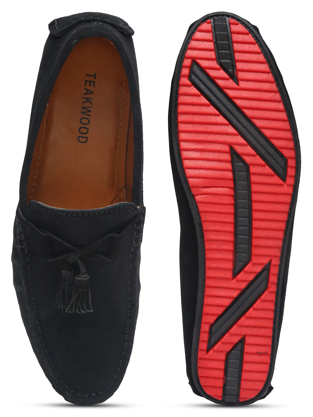Teakwood Leather Men Solid Round-Toe Black Loafer