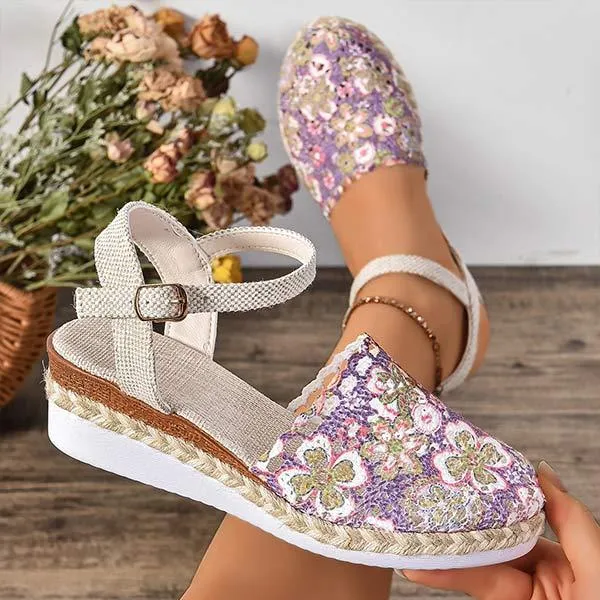 Women's Espadrille Closed-Toe Cutout Sandals 74750165C