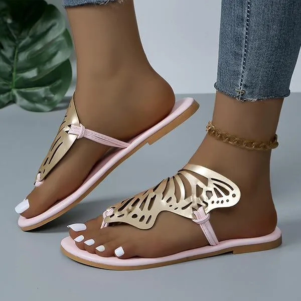 Women's Flat Fashion Butterfly Beach Flip Flops 58848607S