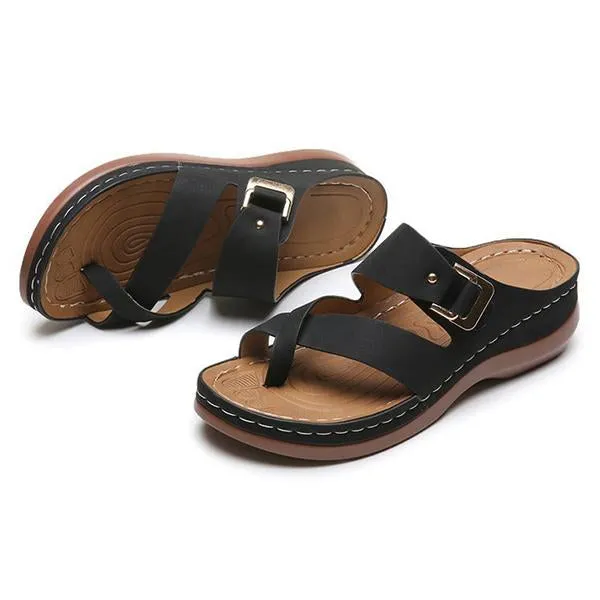 Women's Heart-Cultivating Flat Wedge Slip-on Slippers 85765782C