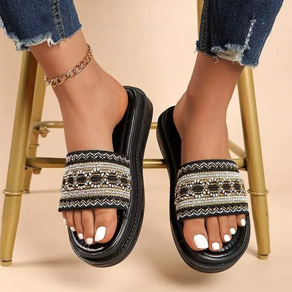 Women's Platform Ethnic Style Beach Sandals 05748434C